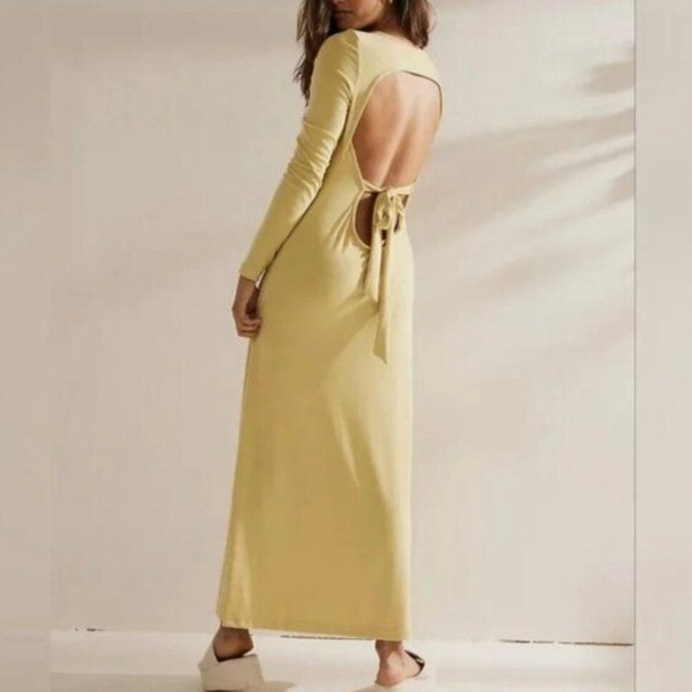 NWT FREE PEOPLE AUBRE OPEN-BACK
ESSENTIAL MAXI DRESS SZ MEDIUM Dried Moss - Picture 4 of 5